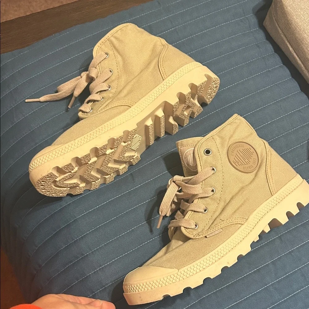 Palladium Light Tan Canvas High-Tops - Picture 4 of 7